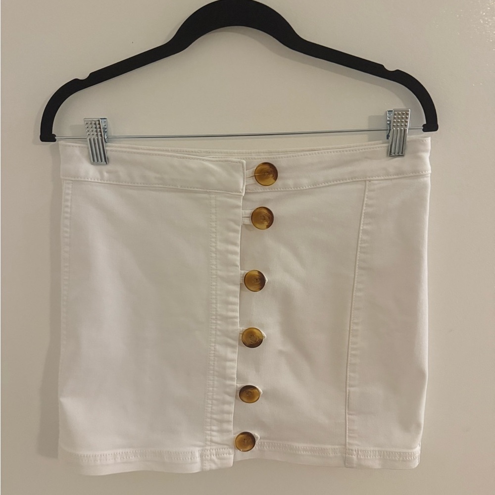 Free People "Little Daisies" cotton-blend stretch denim mini skirt.
